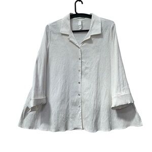 Marla Wynne White Textured A-line Blouse Tunic Top Shirt size 2X